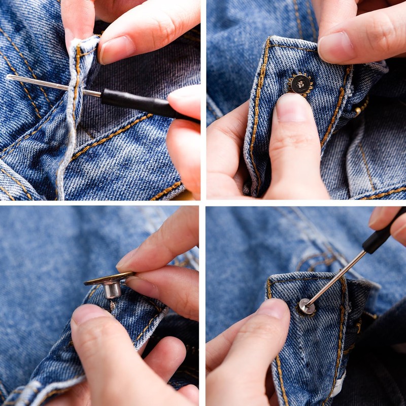 17 Pieces Buttons for Jeans Adjustable Reusable Trouser Tightener (8