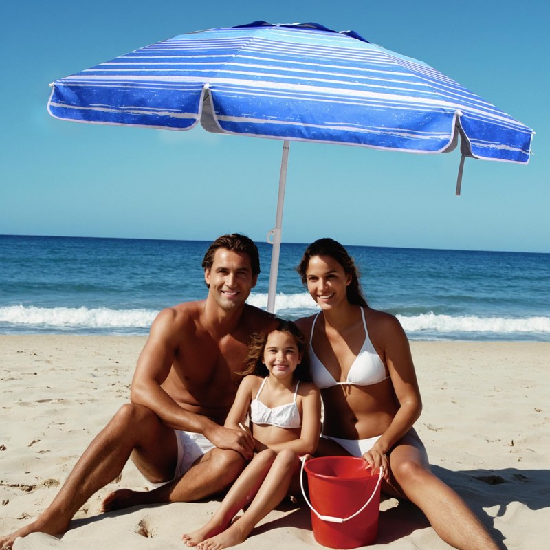 LOTTAFUN 6.5ft Beach Umbrella - Heavy Duty Wind Resistant UV