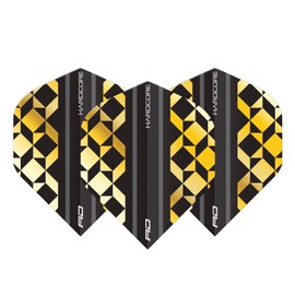 RED DRAGON Hardcore Premium Gold & Black Geometric Dart Flights - 3 Sets Per Pack (9 Dart Flights in total)
