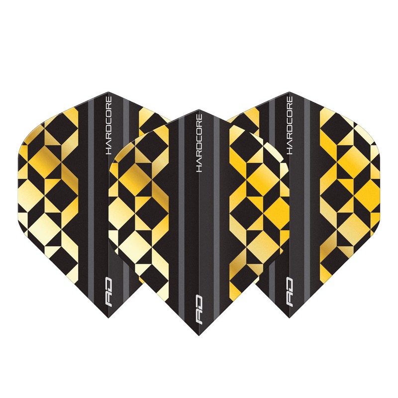 RED DRAGON Hardcore Premium Gold & Black Geometric Dart Flights