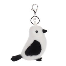Apricot Lamb Volgel Cute Keychain, Soft Stuffed Plush Keychain Toy for Kids Backpack Purse 10cm, White & Black