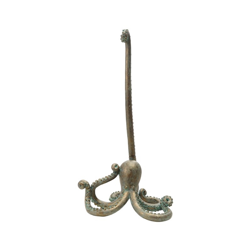 Creative Co-Op Resin Octopus Paper Towel Holder, Verdigris Finish