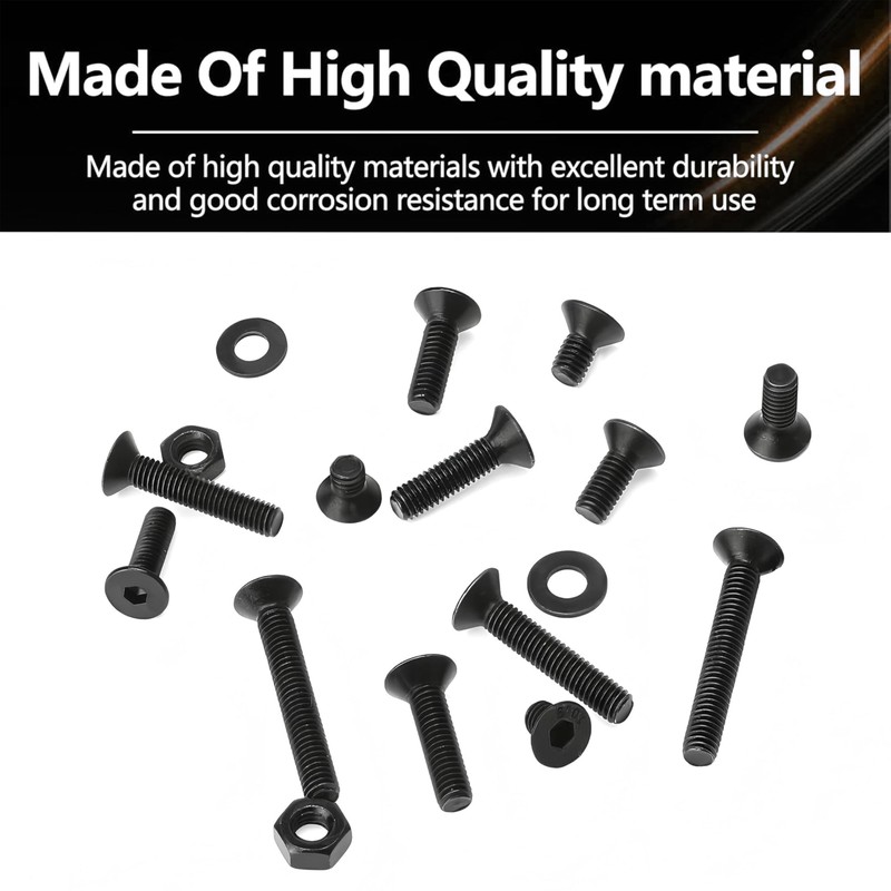 Nivithi 480pcs M3 Grade 10.9 Countersunk Hex Socket Screws,M3x6–25mm Black
