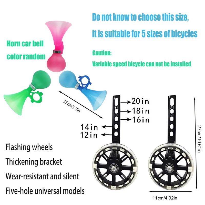 Bike Training Wheels, Flash Mute Wheel, Bicycle Stabiliser Mounted Kit,