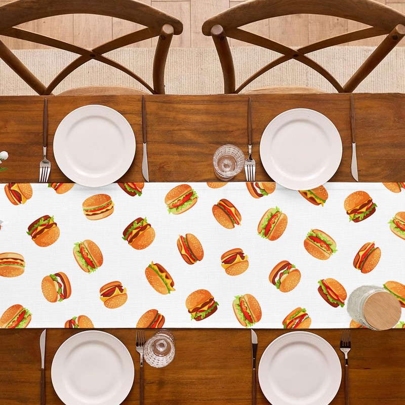 Hamburger Table Runner Burgers Themed Birthday Party Decoration Fast Food