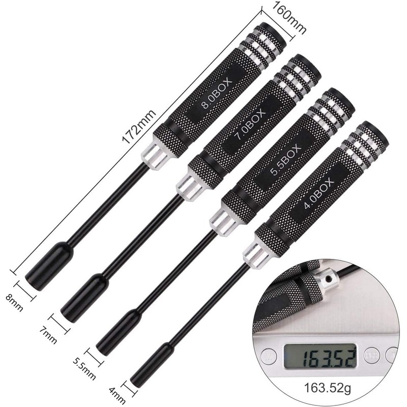 Gruiqrd Hex Screw Driver, 4pcs RC Tools Kit Hexagon Screwdriver