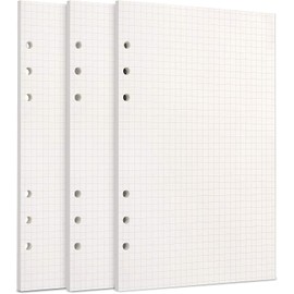 YSTrillion Checked Paper 3 Pack Refill Paper A5, 135 Sheets 6 Holes Replacement Sheets Refill Paper for Notebook, Journal, Sketch, Painting
