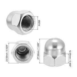 sourcing map M16x2.0 Acorn Cap Nuts, 10Pcs 304 Stainless Steel Dome Cap Head Acorn Nut Hardware Nuts for Bolt Cover, Silvery
