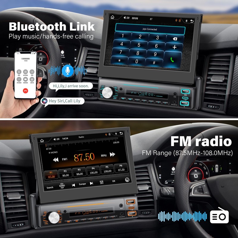 LSLYA Single Din Car Stereo with Carplay ＆ Android Auto,7