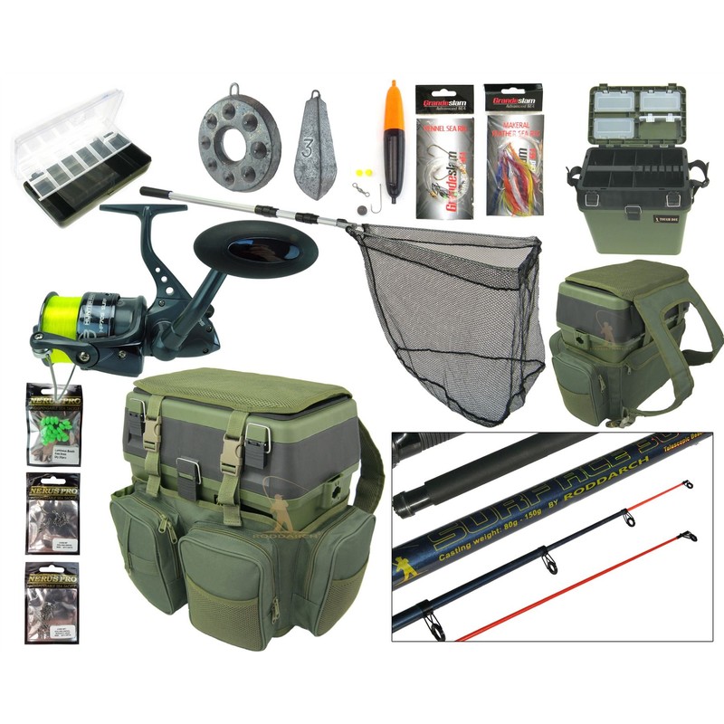 COMPLETE STARTER BEGINNER SEA FISHING KIT SET ROD REEL SEAT