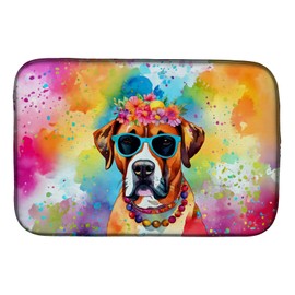 Caroline's Treasures DAC2472DDM Boxer Hippie Dawg Dish Drying Mat Absorbent Dish Drying Mat Pad for Kitchen Counter Dish Drainer Mat for Countertop, 14 x 21", Multicolor