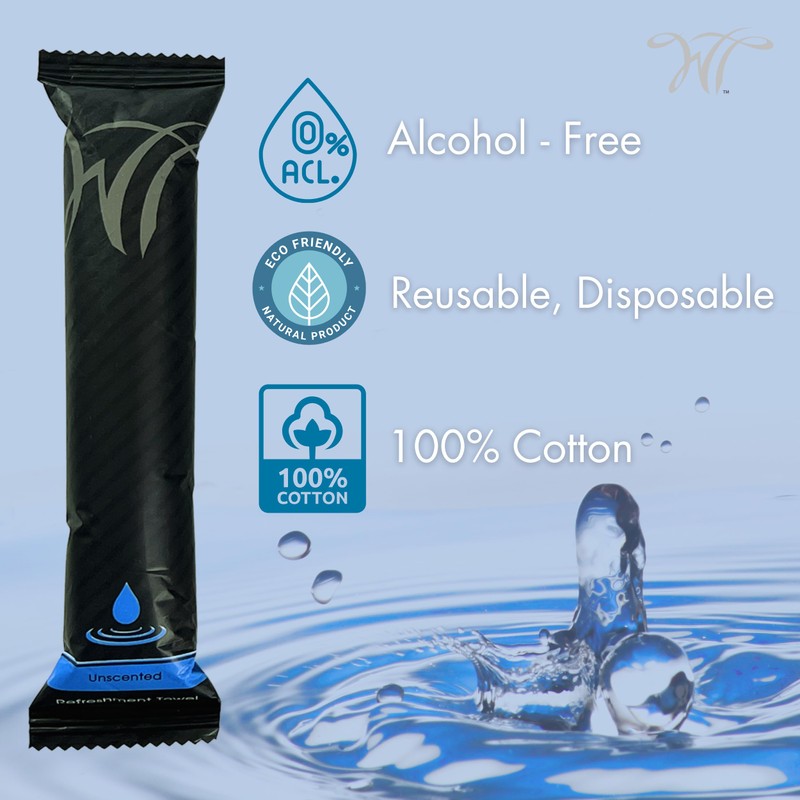 WT WHITE TOWEL SERVICES 9"x 9"inch Moist Cotton Towel Individually