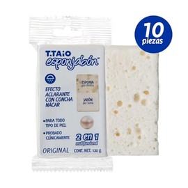 Jabón Corporal con Esponja Integrada 2 en 1, Exfoliación Suave, Aroma Concha Nácar, Pack 10 Piezas, ESPONJABON T.TAIO