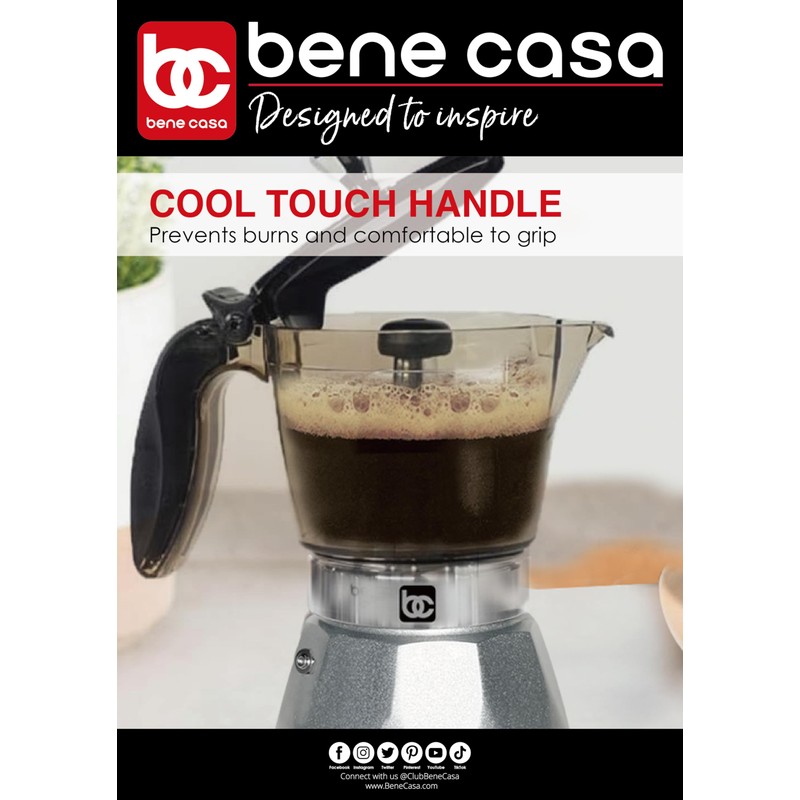Bene Casa Silver Portable Electric Espresso Maker/Cafetera, 1-3 Cups/Shots (1,
