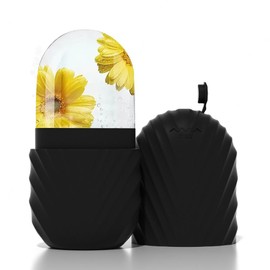 1PCS Ice Face Roller, Silicona, para masaje facial con hielo, Reduce la hinchazón de cara y ojos, Mejora el cuidado de la piel, Brilla, Reutilizable, A prueba de fugas (Black)