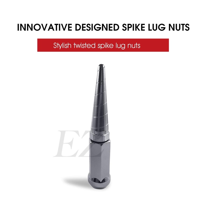 20 Twisted Spike Lug Nuts Installation Kit 9/16" Chrome