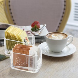 IGNPION Set of 4 Clear Sugar Packet Holder, Acrylic Tea Bag Tabletop Organizer Caddy, Sweetener & Condiments Packet Bowl Small Storage Basket Container for Cafe, Restaurant, Bar, Hotel(8 * 5 * 5cm)