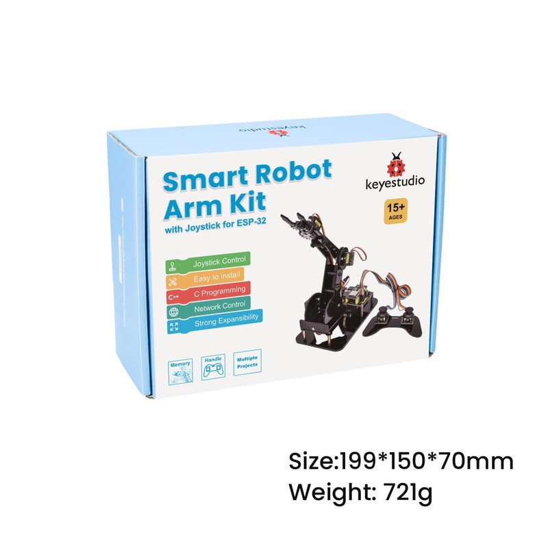 KEYESTUDIO ESP32 Smart Robot Arm Kit for Arduino with Joystick,