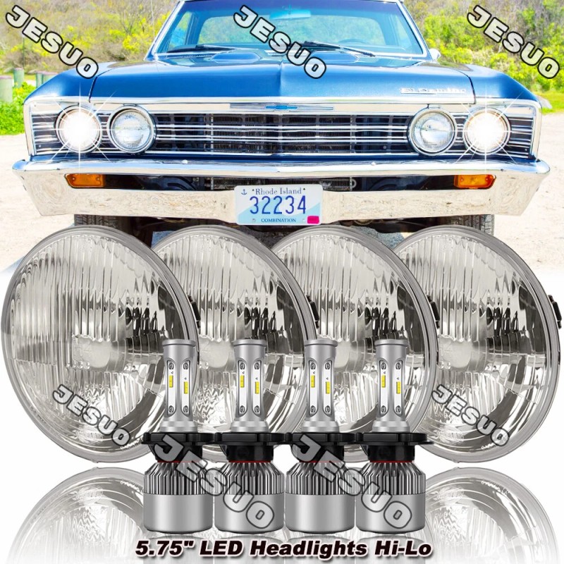 JESUO 4pcs 5.75" LED Headlights Hi/Lo Beam For 1958-1975 Oldsmobile