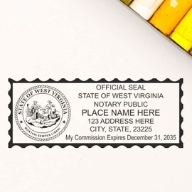 Premium MaxLight WV Notary Stamp for West Virginia Notary Public, State Seal Notarial Stamp, Impression Size 1" x 2-1/2", 5 Ink Colors, Notary Stamp West Virginia