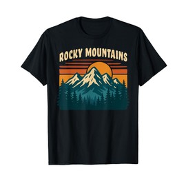 Rocky Mountains Retro Vintage Sunset Mountain Forest T-Shirt