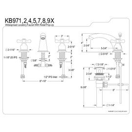 Kingston Brass KB978X Victorian Widespread Lavatory Faucet with Cross Handle, Brushed Nickel