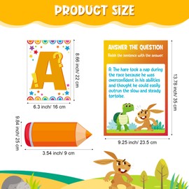 Outus 36 Pcs RACES Writing Strategy Bulletin Board Poster Set, Alphabet Cutout and Writing Posters, Pencils with Sentence Beginning and Blank Pencils for Elementary School Classroom Wall Decoration