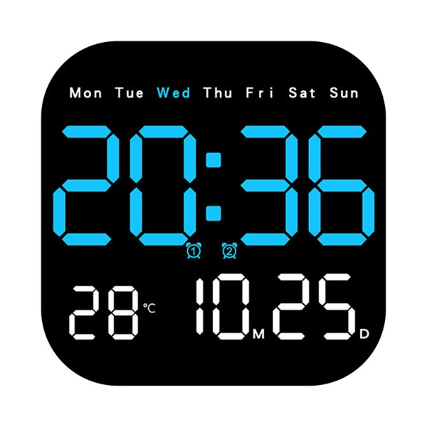 LED Large Digital Wall Clock Remote Control Temperature Date Week