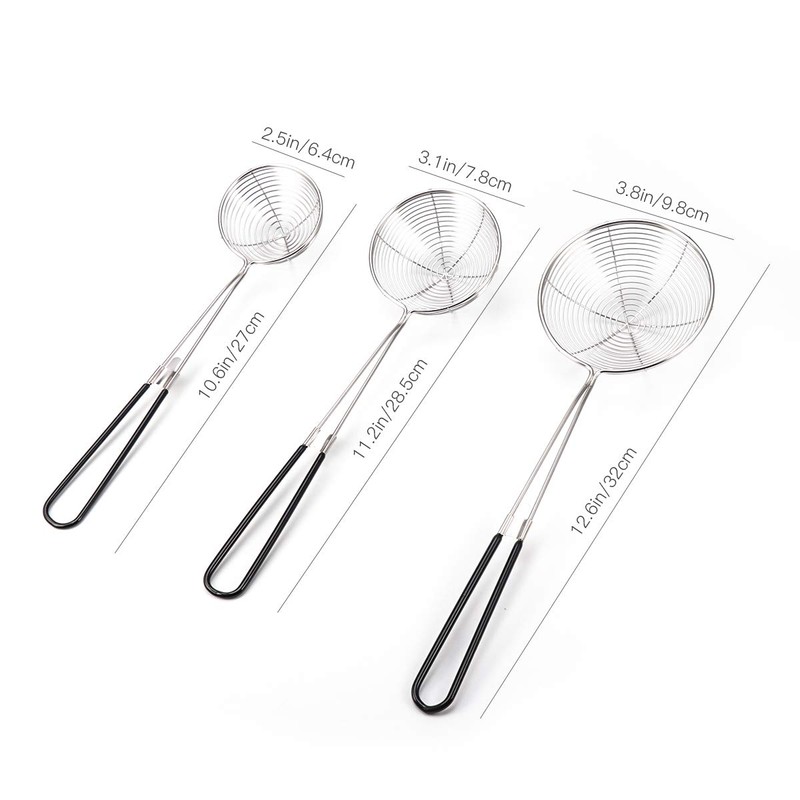 3pcs Small Round Hot Pot Strainer - Stainless Steel Asian