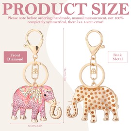 Neptniopllab Elephant Keychain Sparkly Crystal Diamond Rhinestone Fly Elephant Keyring Charm Pendant Gift for Women Purse Man Car (Pink A)