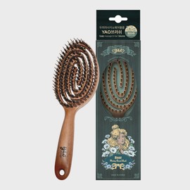 Yao Hairbrush [Wood Round Boa] Root Volume Pig Hair Comb Scalp Massage Dry Brush Comb for Better Hair Texture / 야오 헤어브러쉬 [우드라운드보아] 뿌리볼륨 돈모빗 두피마사지 드라이브러쉬 머릿결좋아지는빗