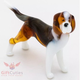 Art Blown Glass Figurine of the Beagle dog