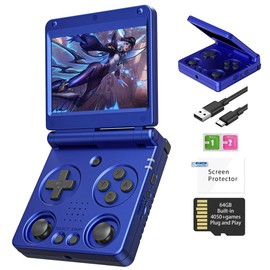 Anbernic RG34XXSP Retro Handheld Game Console Linux 3.4 inch IPS Screen 720*480 5000+ Classic Games 64G Card RG 34XXSP 3300mAh Battery Compatible with WiFi HDMI Bluetooth Blue
