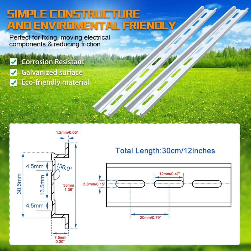 Greluma 3 Pcs 30cm DIN Rail Aluminium DIN Rail for