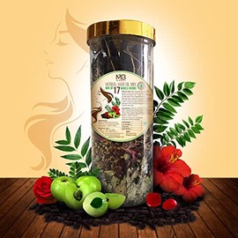 MB Herbals Mezcla de aceite para el cabello – Mezcla de 17 hierbas ayurvédicas para el crecimiento del cabello | Amla, hibisco, neem, fenogreco, hojas