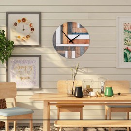 SwallowLiving - Reloj de pared de madera de granja de 12 pulgadas, funciona con pilas, silencioso, no hace tictac, rústico, impreso UV, para exteriores