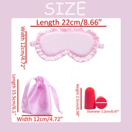 JK Home Ruffled Silk Satin Sleeping Eye Mask with Travel Pouch Earplug, Sleep Eye Mask Night Blindfold for Women Girls, Soft Blackout Eyeshade Eye Cover for Travel Wedding Black