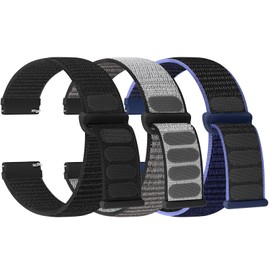 [Acortjl] Watch Band 18mm 20mm 22mm Quick Release Nylon Sport Loop Watch Band Adjustable Breathable Replacement Strap for Women Men 3 Pack, No Gemstone