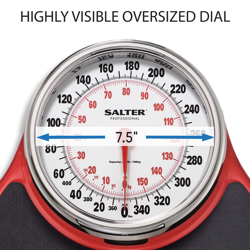 Salter Pro-Helix Professional Oversized Bathroom Scale with Black/Red Powder-Coated Steel