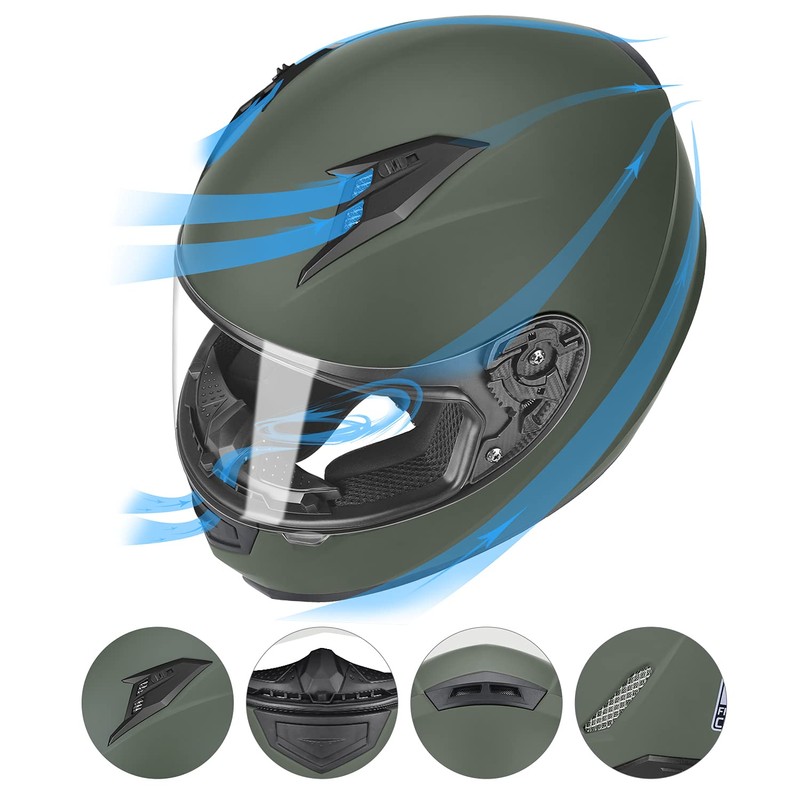 GLX GX11 Compact Motorcycle Helmet - Camo, Large - Full