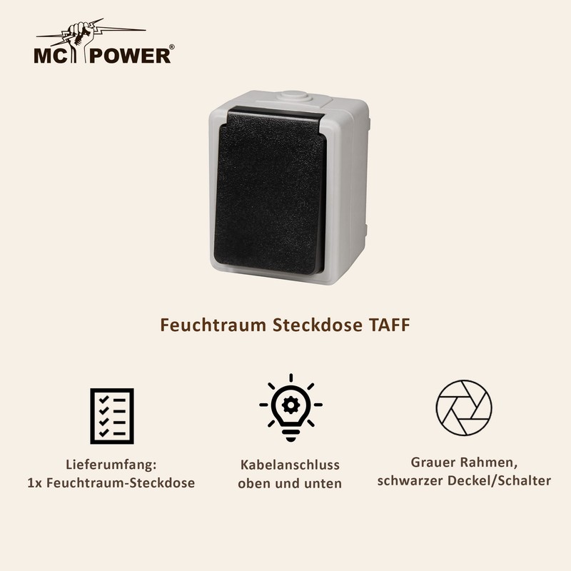 McPower Taff, 1534871 Wet Room Socket 250 V ~/16 A,
