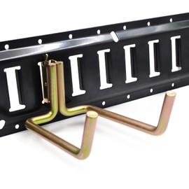 FlixGrdy (4 Pack) 8-1/2" E-Track Heavy Duty Double J Hook, Large Steel Tool Hook TieDown Accessories Cargo Tie Down Systems in Trucks, Gold