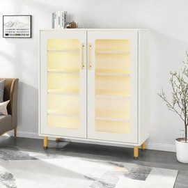 NicBex 5-Tier Shoe Cabinet with Acrylic Doors, Freestanding Shoe Storage Cabinet with LED Lights, Modern Tall Shoes Rack Organizer for Entryway, Living Room, Elegant White