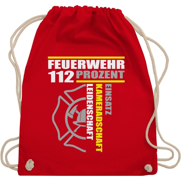 Shirtracer - Gym Bag Backpack - Fire Brigade - Bags - Fire Brigade 112 Percent - Use Companionship Passion - Volunteer Fire Brigade Gift, 02 Red