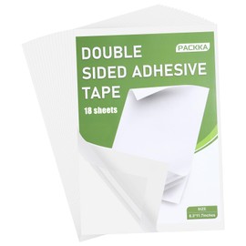 PACKKA Double Sided Adhesive Sheets, A4 Size Clear DIY Strong Adhesive Tape Sheet for Card Making, Christmas Craft, Festival Decoration, Home Decorative Tape, 18 PCS
