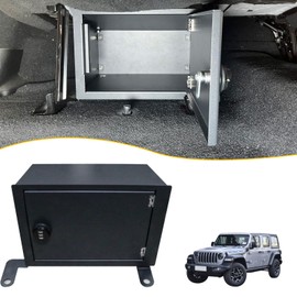 West-xingzhe Under Seat Storage Lock Box Passenger Side for 2018-2024 Wrangler JL 4 Door 4XE Under Seat Safe Rear Underseat Lock Box for Jeep Wrangler Gun Safe 3-Digit Combination Lock, Black