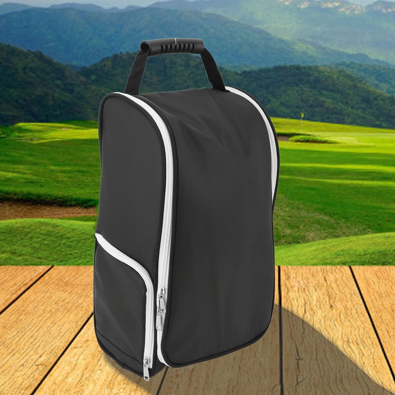 Golf Shoe Bag Convenient PU Leather Black Waterproof Dustproof Sport