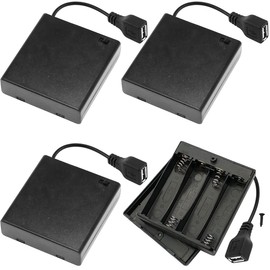 DKARDU 4 piezas de 4 soportes de batería AA, interruptor USB, enchufe hembra USB de 6 V, 4 x 1.5 V, caja de batería AA, interruptor de encendido/apagado para luz LED de coches RC