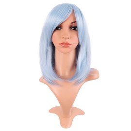 MapofBeauty 16 Inch/40 cm Fashion Short Side Bangs Synthetic fiber Hair BOB Women Wig (Gray-Blue)