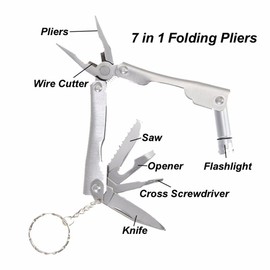 Outdoor Survival Kit 7 in 1,Mini Emergency Survival Gear Small Camping Equipment Pocket Tool Gadgets Stocking Stuffers Ideal for Boys Kids Hiking